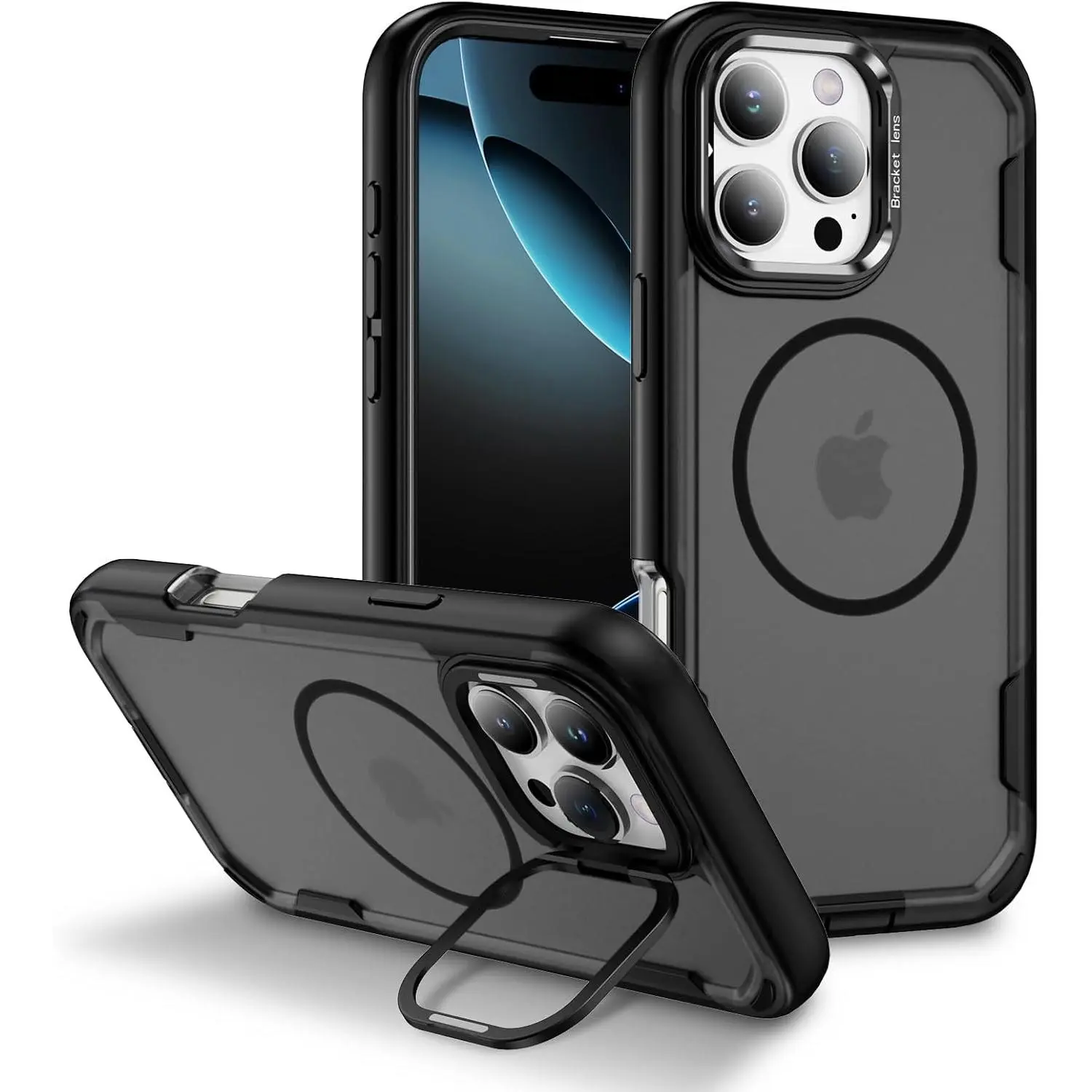 Oupeigar Black MagSafe-Compatible Cellphone Protector Case for iPhone 16 Pro Max - Military-Grade Drop-Proof Bumper, Shockproof Protective Cover with Stand, Tech Accessories for Handheld Smartphone Devices,summerwins summerwins