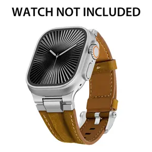 GRAZYGRASS Pathfinder Rugged Premium Leather Watch Band  [WATCH NOT INCLUDE] for Smartwatch 44/45/46/49mm Adjustable Fit & Durable Metal Clasp for Men Tang buckle Watch Strap for Watch Series 11 10 9 8 7 6 5 4 3 2 1 SE Wearable