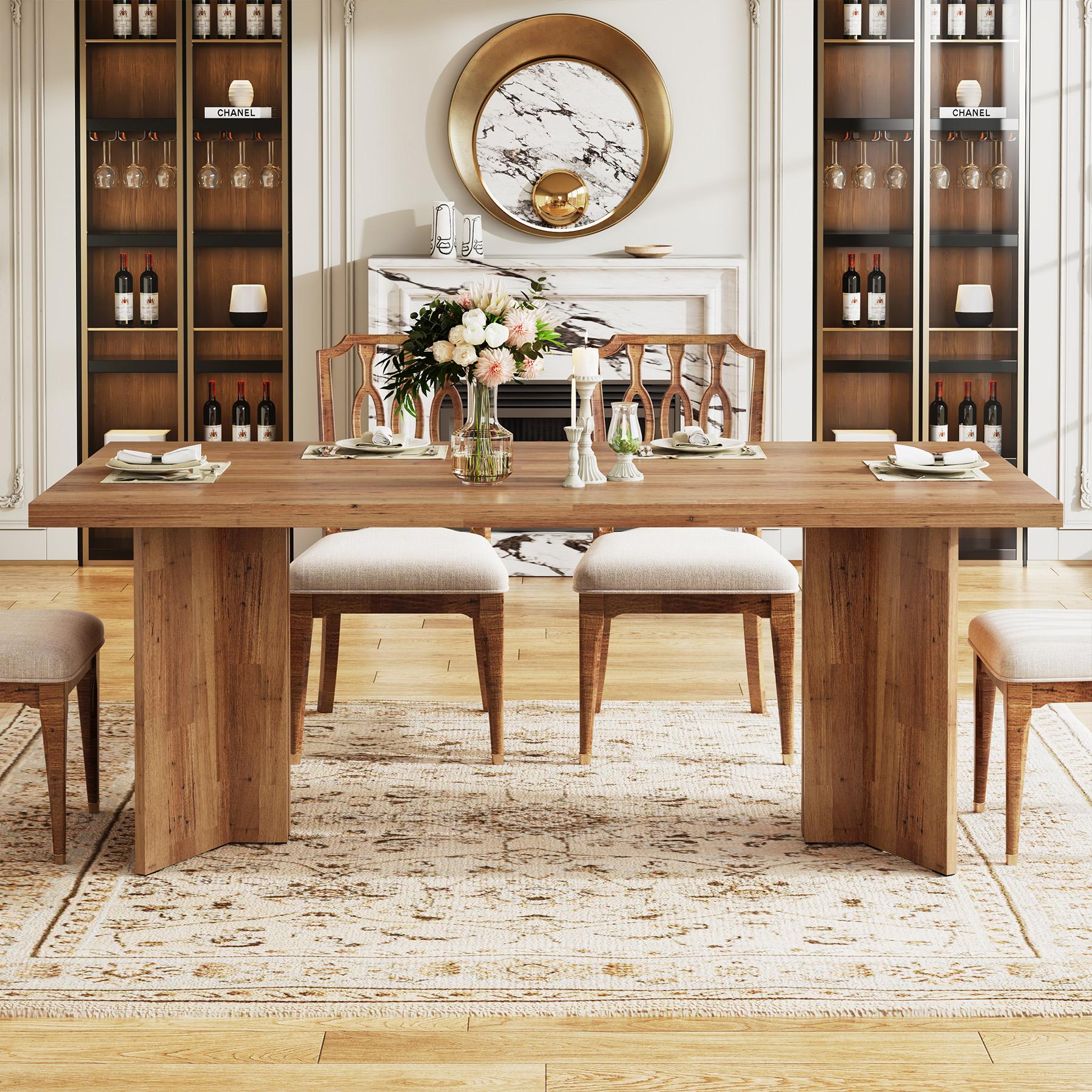 Tribesigns Rectangular Dining Table for 4-6 Farmhouse Kitchen Table with Large Tabletop, Chair Not Included