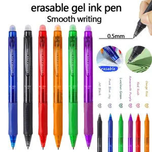 [Fine Writing Instruments] 6 Plastic Erasable Pens, 0.5mm Pointed Needle, Plastic Grip Design for Improved Grip Comfort, 6 Colours To Choose From, Easy To Erase Water Pen for Drawing Writing | Student Stationery | Back To School Supplies