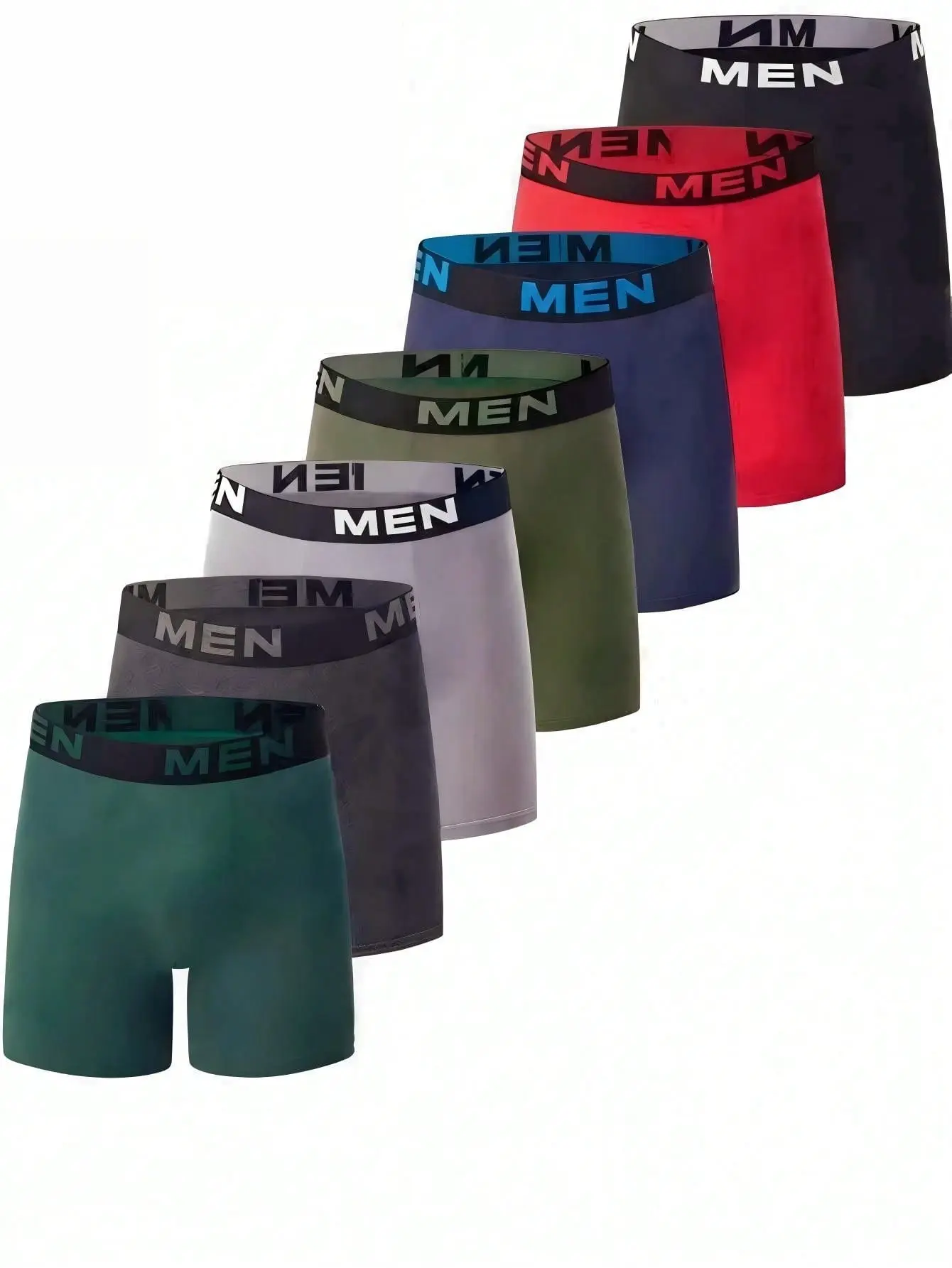 Men's Plain Labelless Mid-Waist Solid Boxer Briefs Underwear , Breathable Elastic Waistband Sports Clothes, Fashion Casual Athletic Activewear