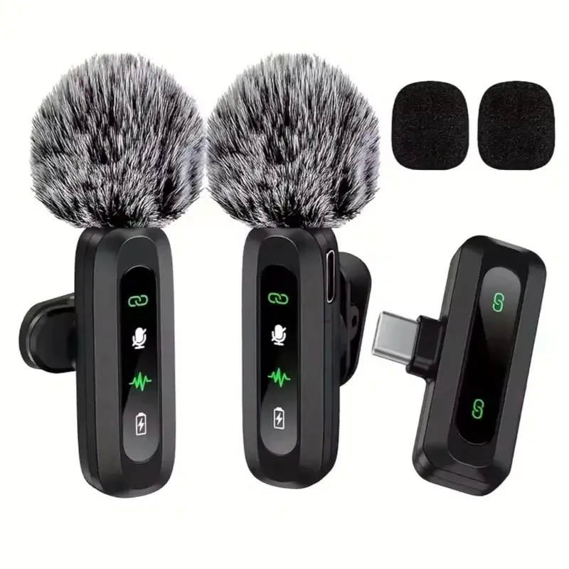 Wireless Lapel Microphone with Clip USB Type-C Connector Noise Cancellation Mic for Streaming Unidirectional Polar Pattern