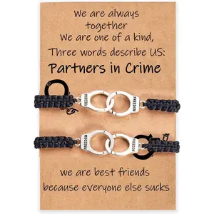 Friendship Bracelets Set for BFFs Matching bracelets Best Friend Birthday Gifts for Women Friendship Bracelets for 2/3/4 Partner in Crime Handcuff BFF Gifts