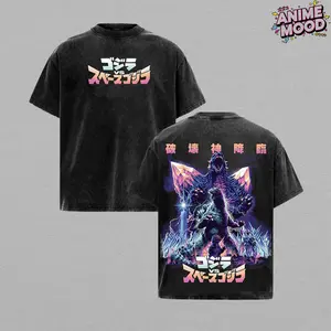 Godzilla Shirt Vintage Monster Movie Unisex Oversized Acid Wash Lightweight Cotton T-Shirt Kaiju Graphic Tee Retro Sci-Fi Film Inspired Tee Grunge Aesthetic Crewneck Streetwear Men Shirts Gift For Godzilla Fans