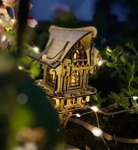 DIY Fairy House Kit | Whimsical Miniature Cottage for Planters & Gardens | Magical Woodcraft Puzzle