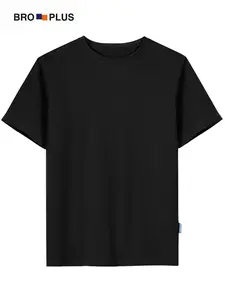 BRO PLUS Audel Top Men's Large Size Short-Sleeved T-Shirt Loose Fit Casual Fashion Trend Black Tee Medium Menswear Streetwear