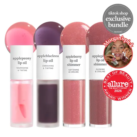 Nooni Korean Apple Shimmer Lip Oil + Lip Stain Bundle | Glossy Lip Stain, Tinting & Long Lasting, Moisturizing Lip Care, Hydrate Lipgloss Makeup Smooth Oil Moisture Glossy Hydrating  Plump Transfer-proof