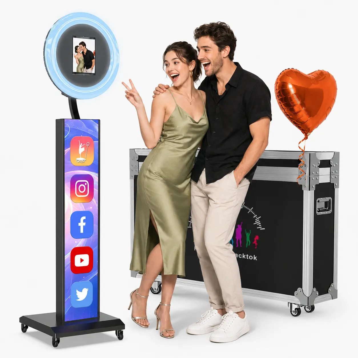 MWE Portable iPad Photo Booth Stand Shell for Weddings & Parties, Universal Fit for Most iPads, Stable Event Booth Platform with Flight Case for Birthdays, Events and Decoration Supplies