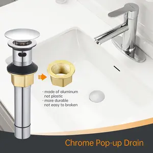 2 Pieces Polished Chrome Bathroom Sink Drain Pipe, with Detachable Hairball Collector - Pop-Up Stopper, Overflow Anti-Clogging Design, 304 Stainless Steel, Basin Drain Pipe