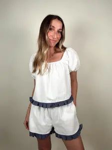 Ruffled Hem Top and Shorts Set
