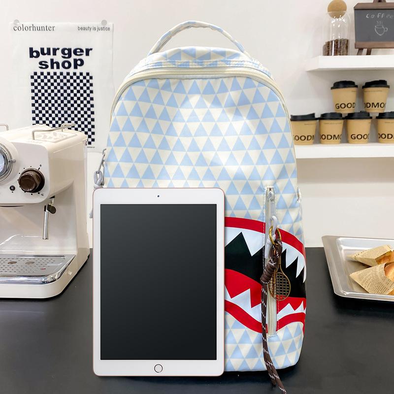 Geometric Shark Tooth Design Backpack Christmas Limited Edition Holiday Gift for Students with Adjustable Straps & Spacious Pockets Black Soft Shell Laptop Bag