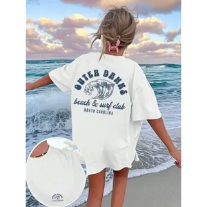 1pcsWomen's Summer Casual Letter Printed Pattern Round Neck T-Shirt Is And Versatile. Graphic Tees Women White Top Black Top Pink Top Vacation Outfits Women180g100%Cotton