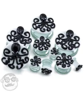 Black Octopus Glass Plugs