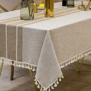 Tablecloths 55 x 86 Inch Waterproof Table Cloth Linens Wrinkle Free AntiFading Rustic Table Cover Decoration for Kitchen Dinning Christmas Rectangle Oblong 68 Seats Light Coffee