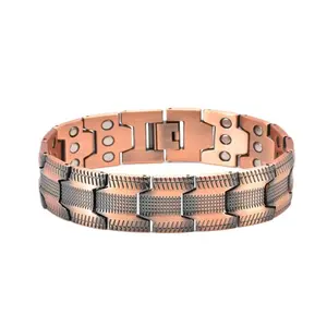 Copper Magnetic Bracelet for Men 3X Ultra Strength Support Bracelet Pure Copper with 3500 Gauss Magnets Adjustable Stylish Daily Wear Jewelry