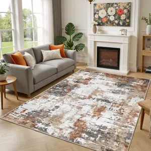 RaybeeFurniture Washable Rugs for Living Room, Area Rugs, Carpet,Watercolour Modern Abstract Rug 8x10 Washable Non-Slip Area Carpet