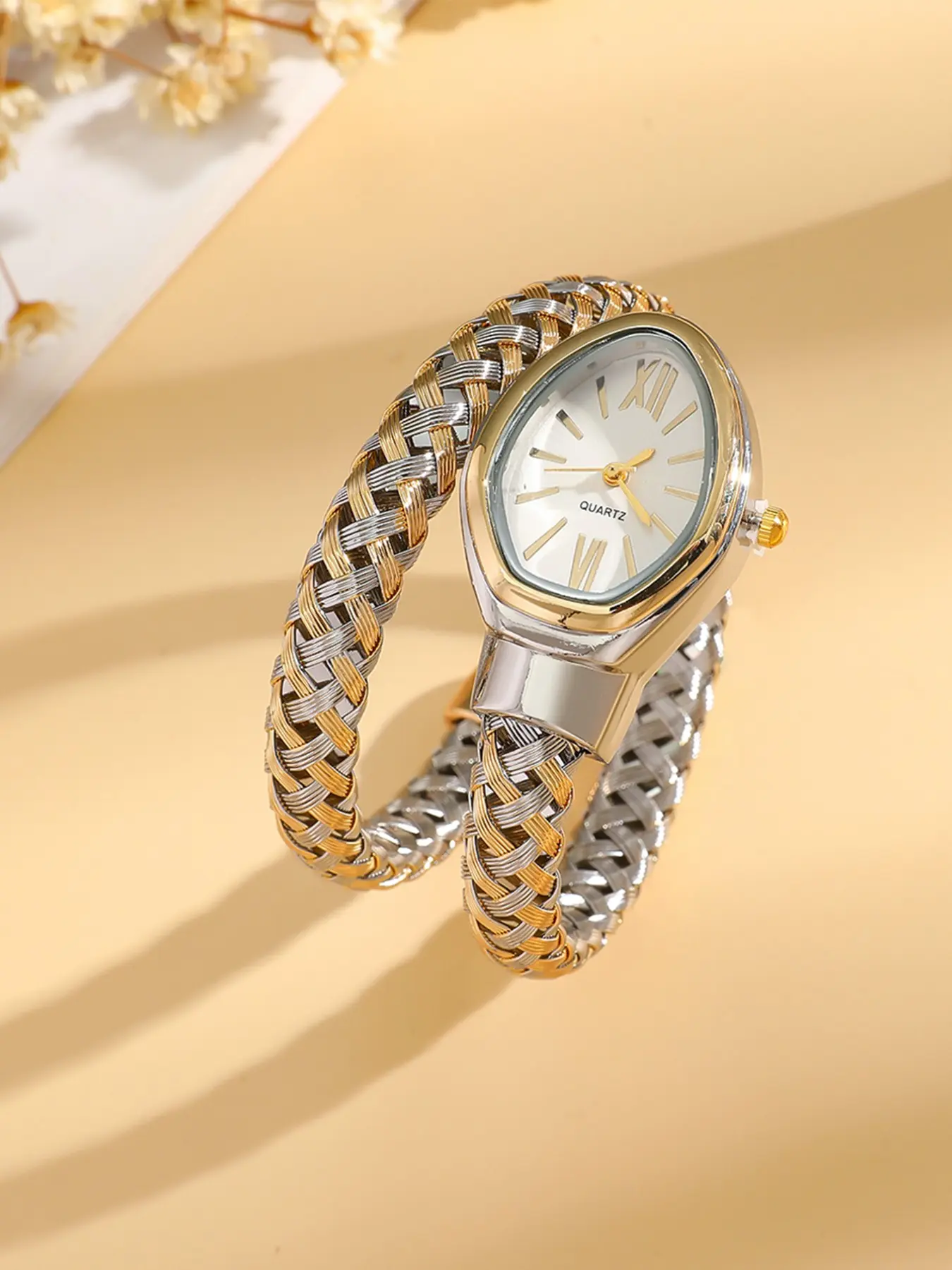 Elegant Snake Design Braided Dial Women's Watch, Fashionable Watches, Statement Watch, Unique Style, Soft Aura, Versatile Daily Commute Timepiece