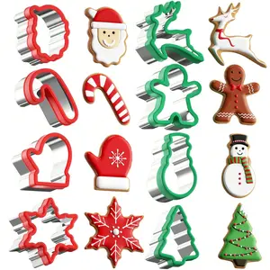 Christmas Cookie cutters Set 8 Pieces, Holiday Cookie Cutters with Comfort Grip, Stainless Steel Baking Cutters Christmas Shapes for Xmas, Gingerbread Man, Snowflakes, Christmas Tree, Santa, etc Baking Tools