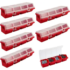 6 Pcs Screw Organizers Bins with Lids, Stackable Organizer Box for/Craft Tool Organizing, Tool Cart Cabinet Workbench Drawers with Compartment Bolt Organizer
