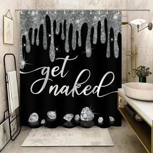 Glitter Rhinestone Pattern Shower Curtain, Waterproof Bathroom Curtain with 12pcs Hooks, Bathroom Decor Supplies for Home, Hotel, Apartment, Dorm, Spa