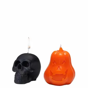 Halloween Skull Candles- 2 Pack Rose Scented Candle - Skull Candle - Halloween Pumpkin Candle Gift for Her Decor Spooky Room Table Freshener Ornaments Decoration Aroma Perfume