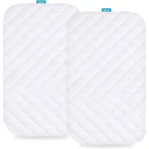 Waterproof Bassinet Mattress Pad Cover 2 Pack Ultra Soft Breathable Easy Care Fit for Jimglo 3 in 1  Bedside Bassinet