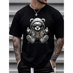 Men's Cotton Shortsleeve Tshirt - Fashion Graphic Print, Round Neck, Casual Streetwear Top for Summer Menswear