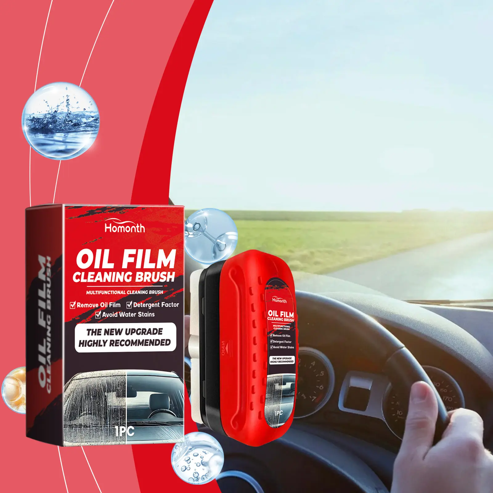 Automotive Oil Film Cleaning Brush, Arhdcompuly Glass Cleaning Board, Oil Film Remover for Car Window, Automotive Oil Film Cleaner, Glass Oil Film Remover for Car