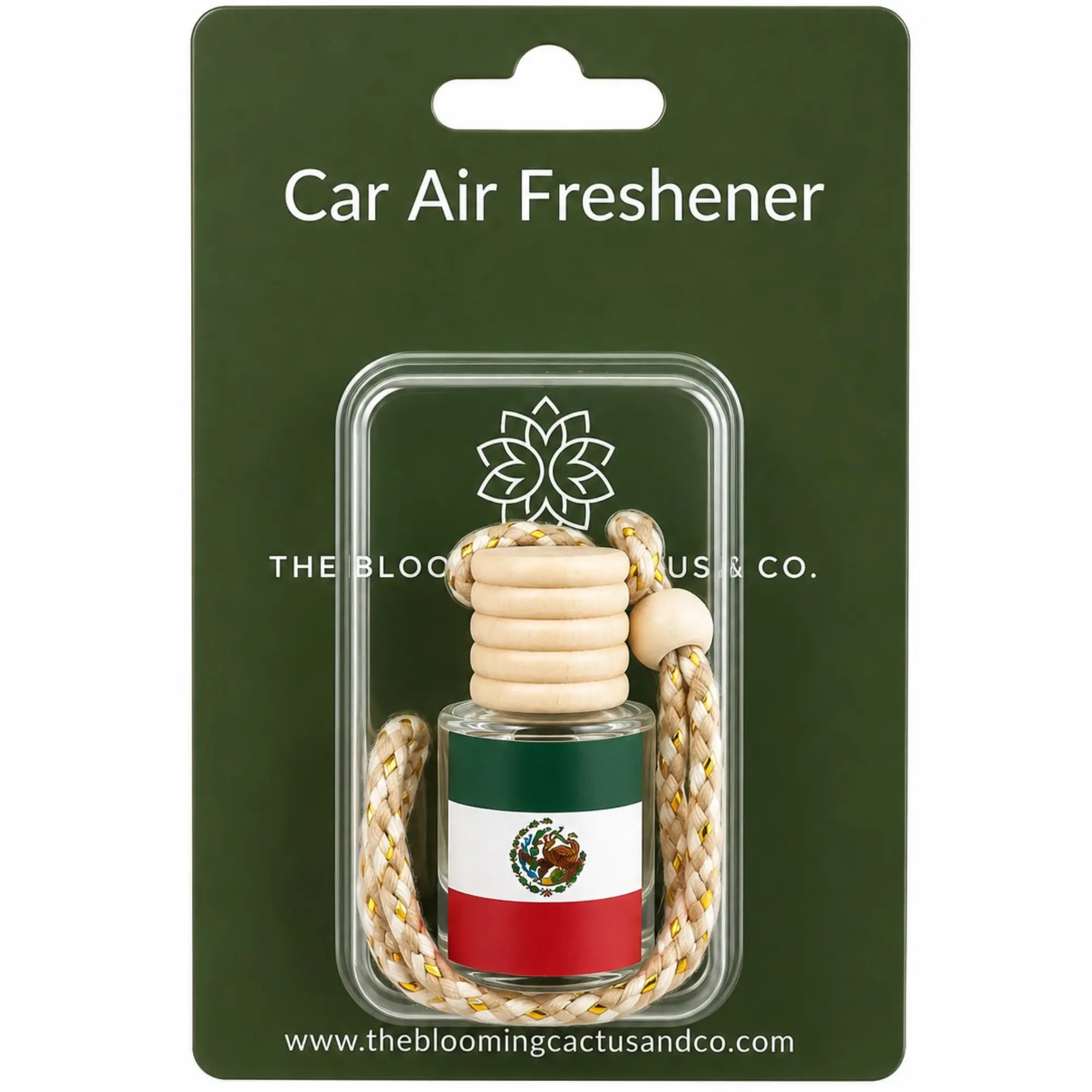 Mexico Flag Car Air Freshener – Hanging Rearview Mirror Diffuser | Handmade in USA | Refillable Car Freshener