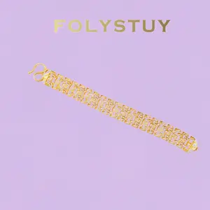 《YNW06》20.5cm 5-Row Interlocking Link Bracelet, 18mm Width, Timeless Everyday Wear for Men