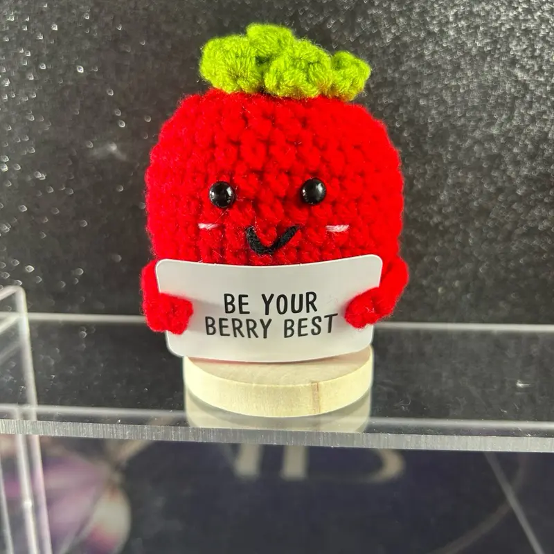 Red Knitted Tomato Positive Word Soft Stuffed Vegetable - Pop into Positivity - perfect for a gift
