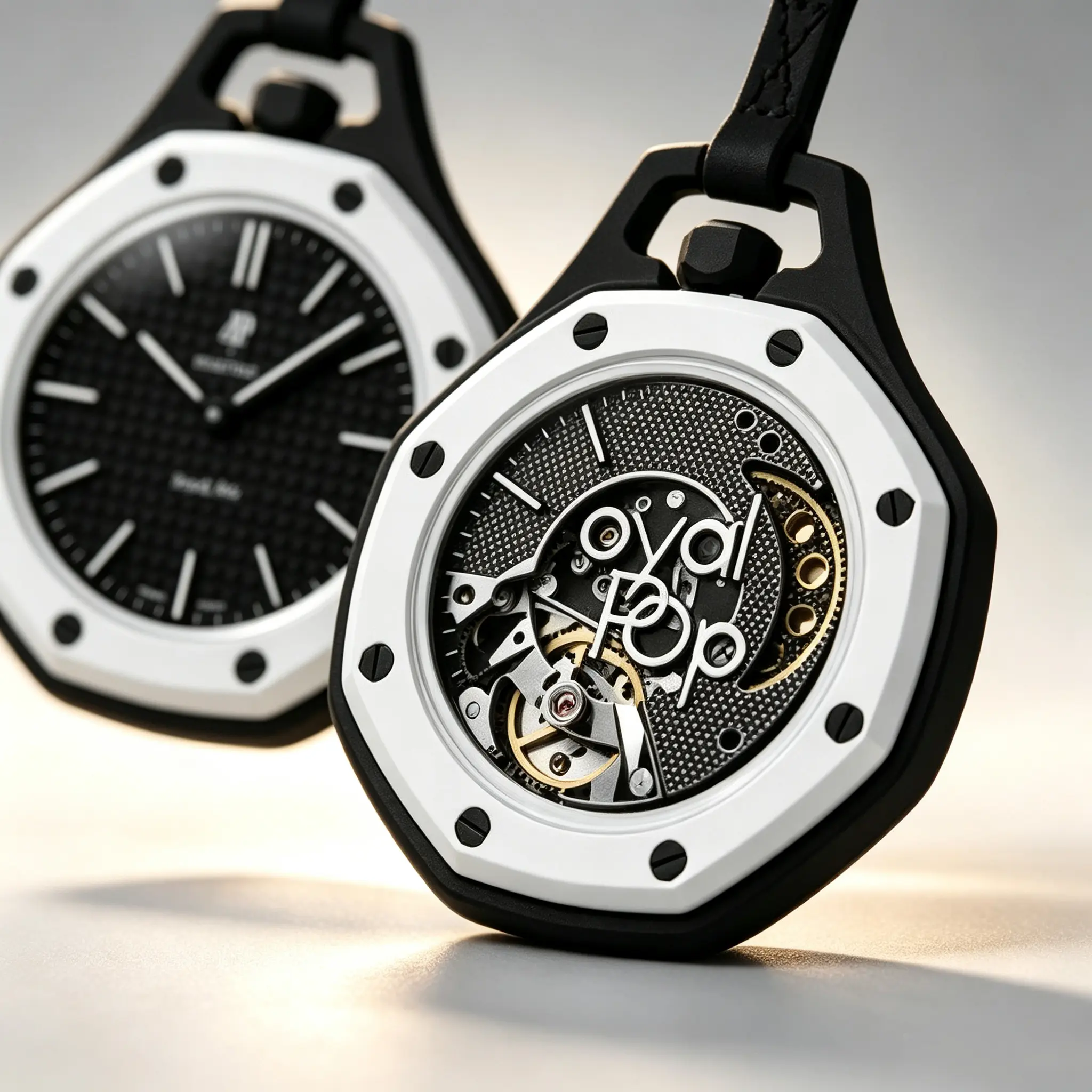 Unisex Lightweight Watch-Like Necklace, Soft Silicone Lanyard Octagonal Open-Work Movement Pocket Watch with Multi-Color Options for Daily Wear & Party (Sports & Outdoor Stopwatch Accessory), Lanyard Strap