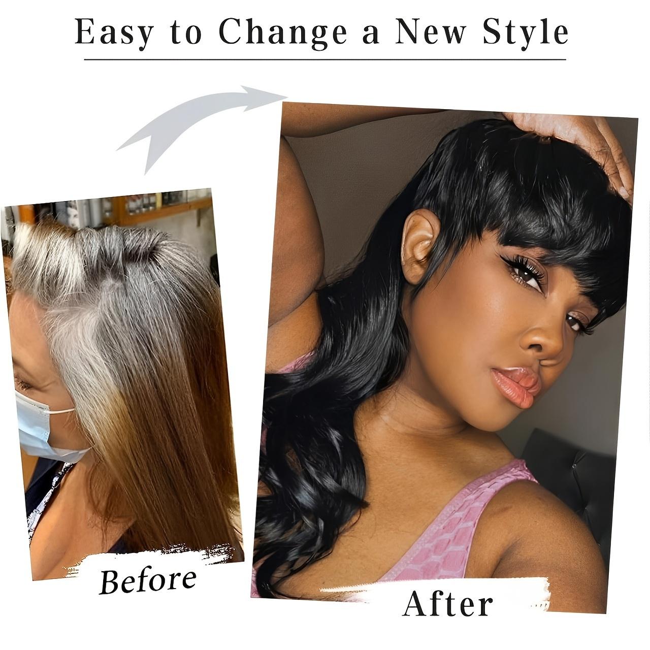 Pixie Cut Wig with Long Deep Wave Synthetic Hair and Bangs, Beginner-Friendly Mullet Style Wig
