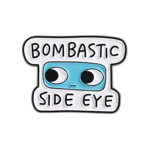 Blue big eyes brooch metal badge clothing versatile accessory dress lapel pin English button trend suitable for going out daily party