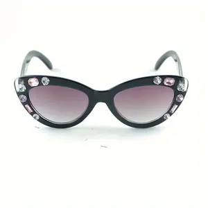 2pcs Elegant Cat Eye Glasses for Youngsters - Pink with Sparkling Rhinestones, Triangular Frame, Ideal for, and Party Wear - Ages 3-12, Accessories |   Festive Eyewear |   Durable Glasses, Kid Accessories, Without Battery