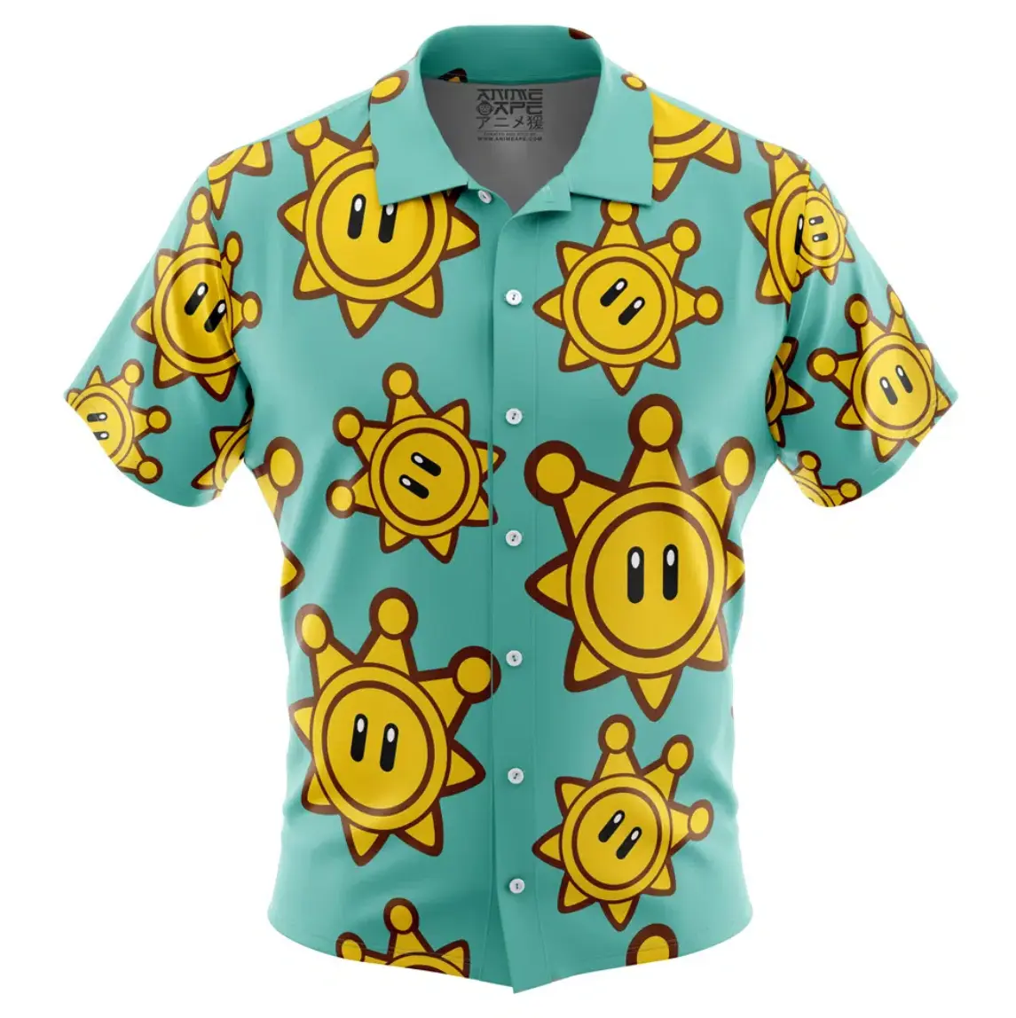 Shine Sprite Super Mario Bros Sunshine Button Up Hawaiian Shirt, Tropical Gaming Aloha Shirt, Summer Vacation Beach Shirt
