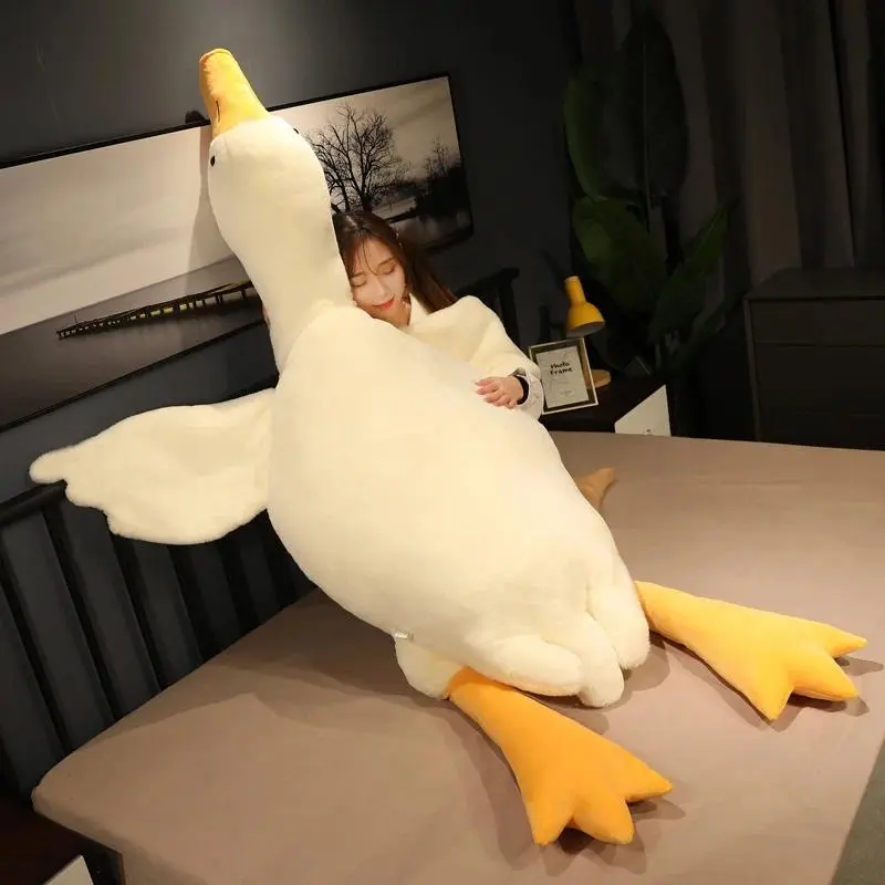 100% Brand New High-Quality Giant Hug Pillow Duck Plush Toy, Unisex Brown Stuffed Animal Kawaii Doll, 50/90/130/160/190cm Party Gift for Boy, Soft Plush Pillow