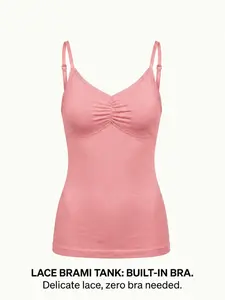 No Bra Needed Cami, Feminine Lace Detail, Seamless Sculpting, Adjustable Straps, All-Day Comfort, Chic V-Neckline, Versatile Essential