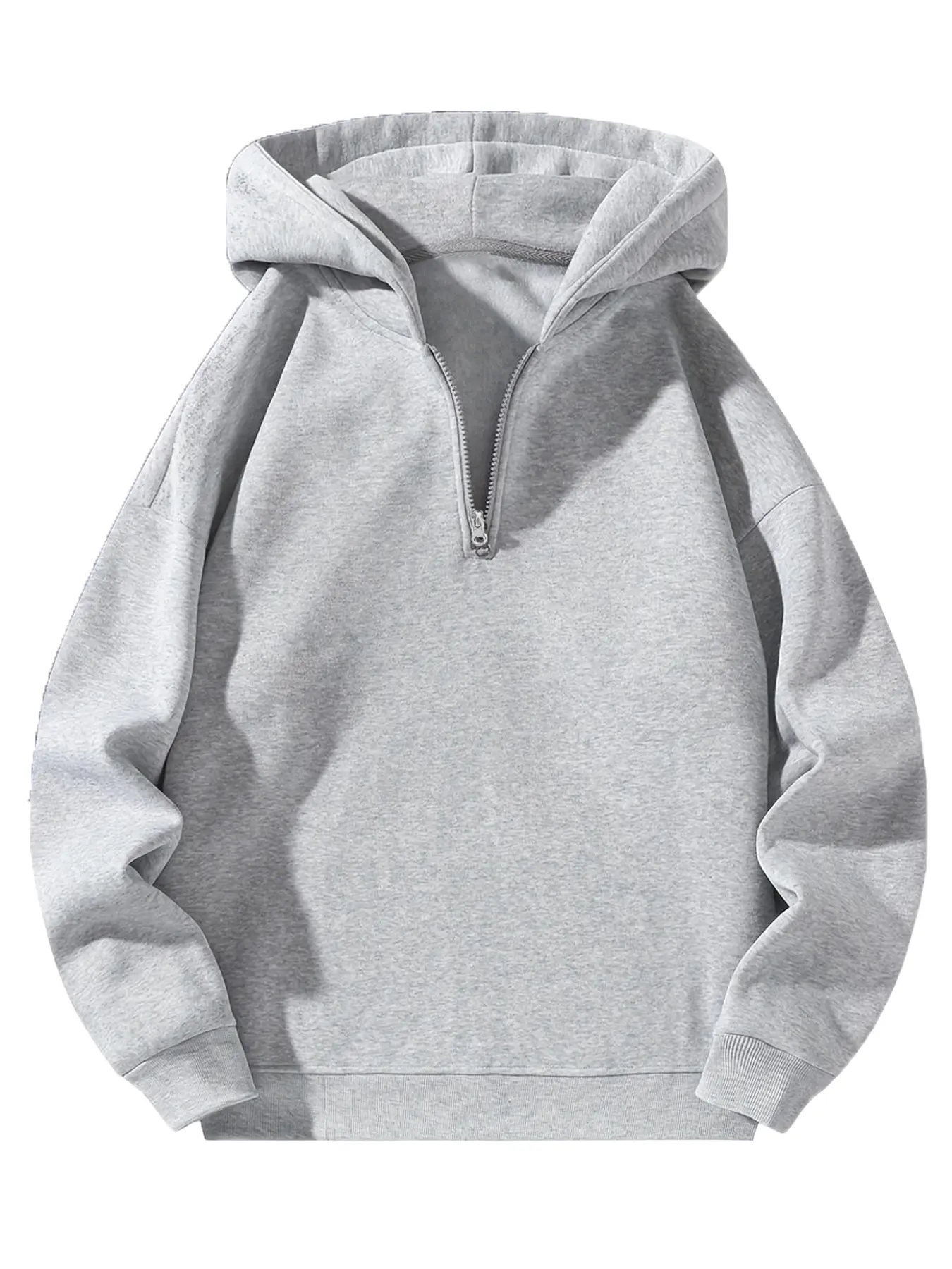 Men’s Autumn/Winter Half-Zip Hood Sweatshirt, Loose Solid Color Warm Relaxed Fit Pullover Hoodie, Versatile Long Sleeve Sweatshirt Jacket