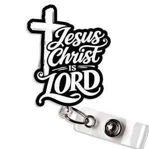 Jesus Christ is Lord Badge Reel Christian Faith Religious Scripture Badge Holder for Nurse Teacher