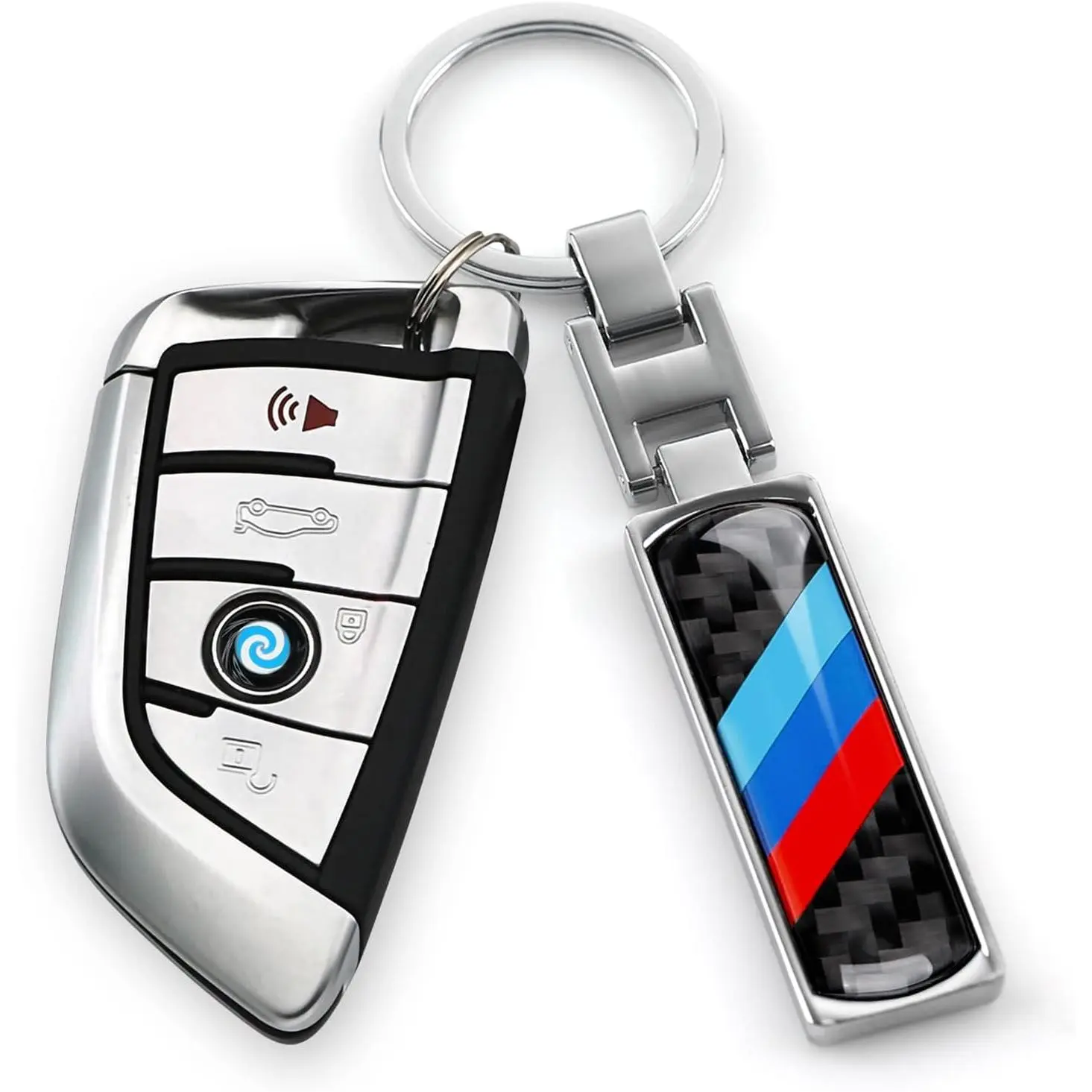 BMW Logo Metal Car Key Chain - Glued Drop, Colorful and Attractive, Practical, Durable, Rustproof, Fade-Resistant Key Organizer for F30,F34,F36,E90,E70,F10,G20,G30,G01,G02,G05,G06,G07,U11 - Christmas Car Interior Accessory Gift Idea