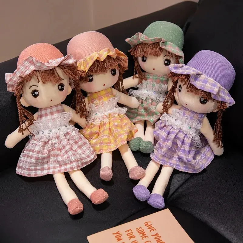 35cm Little Girl Doll With Removeable Hat Skirt Sweetheart Rag Doll RagDoll Toy Stuffed Plush Toy Gift For Girl Boy