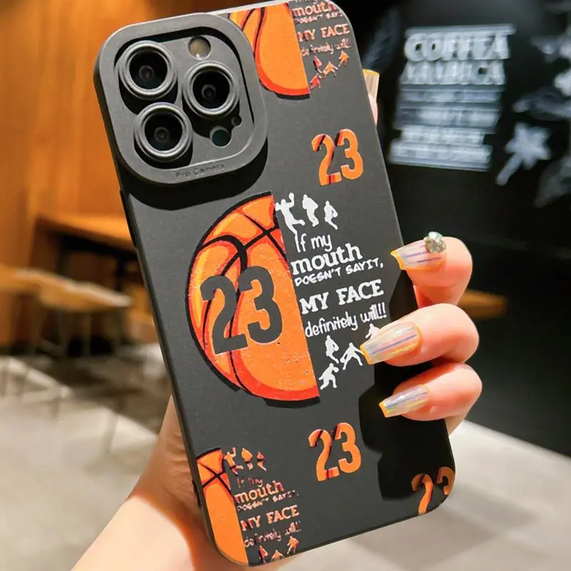 Basketball Pattern Phone Case, Anti-drop Shockproof Phone Protective Cover, Phone Accessory Compatible with iPhone 6 7 8 X 11 12 13 14 15 Pro Max