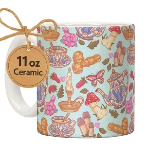[Sale up to 30%] Cottagecore Penis Tea Coffee Mug, Mushroom Cottagecore Ceramic Coffee Mugs