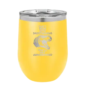 Personalized Daddysaurus Wine Cup - Yellow