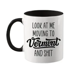 11oz Reusable Ceramic Vermont Beverage Cup - Funny Moving Away Gift for Friends, Washable Kitchen Drinkware