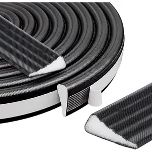 32.8-ft Draft Stopper for Doors and Windows, Wedge-Shape Soundproofing Door Insulation Strip to Block Hot Drafts, 0.95''Wide x 0.1~0.3'' Thick, for Sliding Doors and Window Frames(Black)