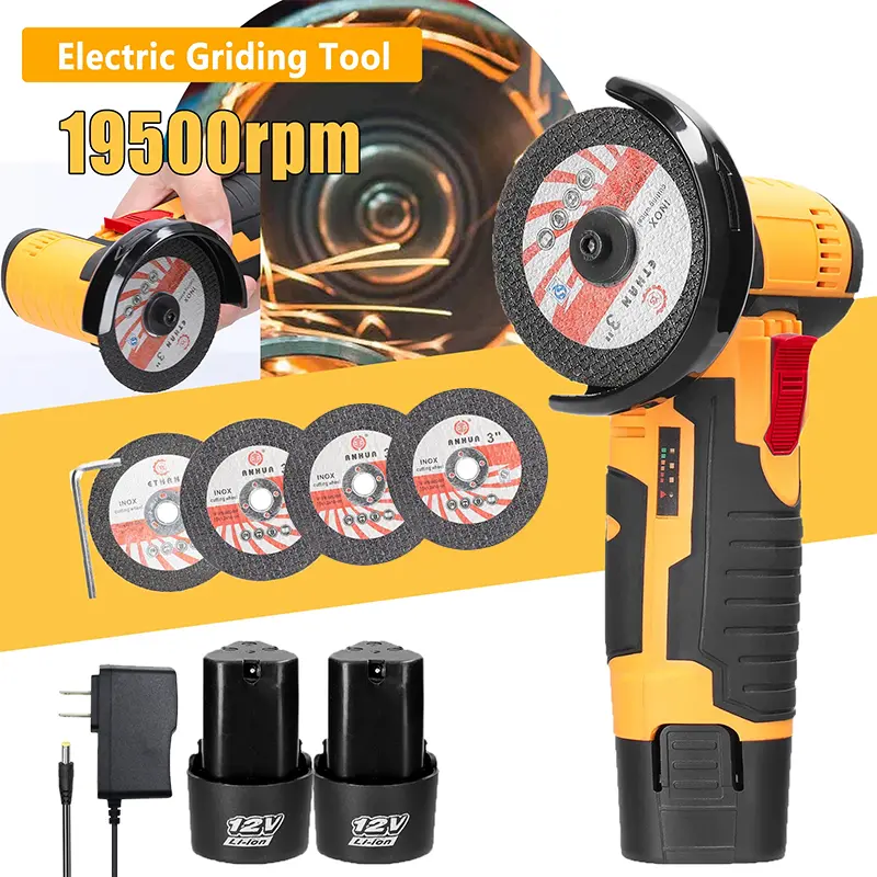 Yellow Angle Grinder(2 Bat,4 cutting Blades )
