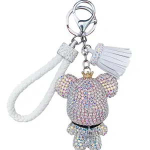 Car Girl's Heart Ornament Keychain Creative Cute Bear Rhinestone Women's Diamonds Bag Pack Key Chain Automobile Hanging Ornament key  fobs