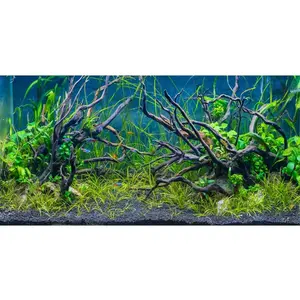 AWERT 48x20 inches Tropical Fish Tank Background River Bed & Lake Aquatic Plant Undersea Tree Branch Aquarium Background Vinyl